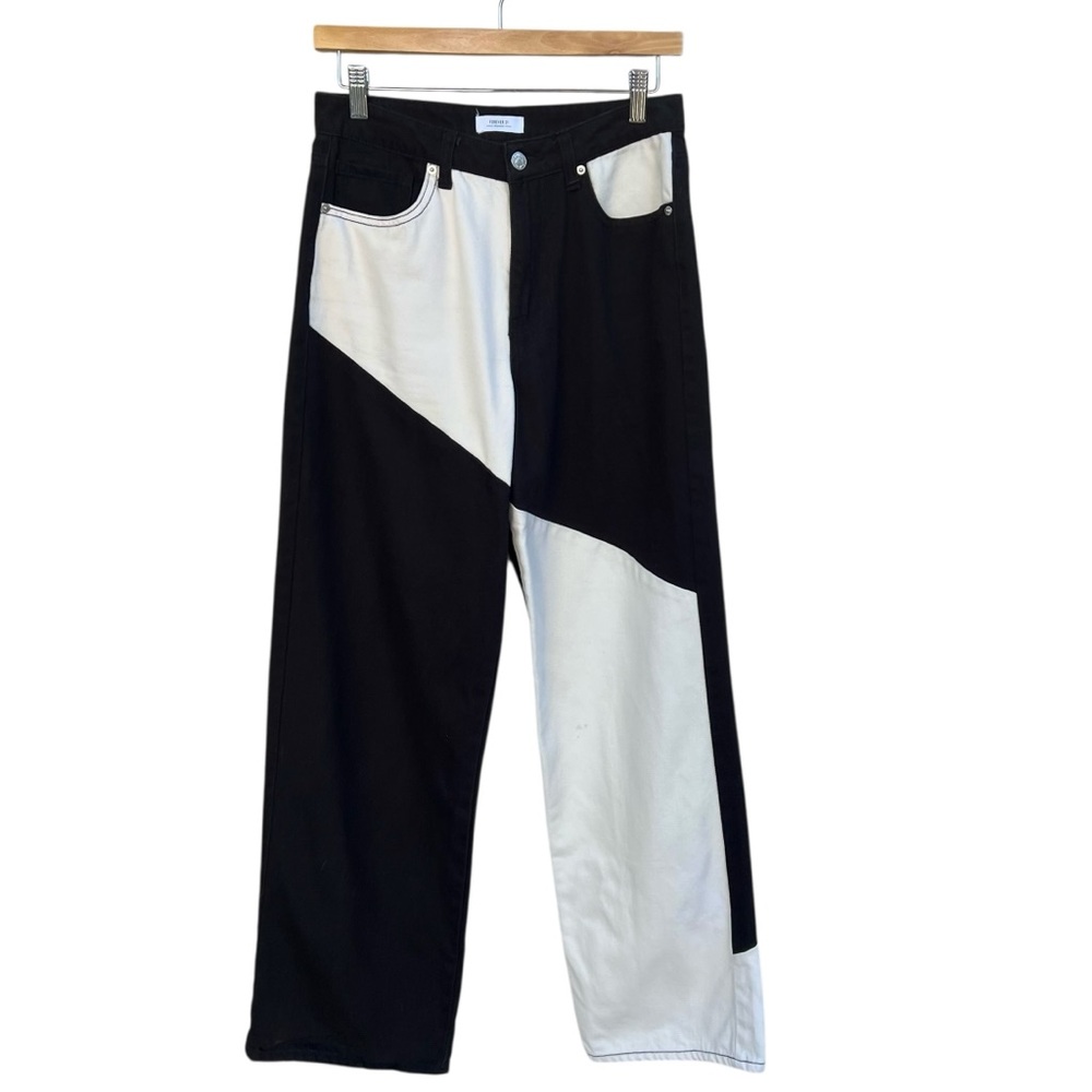 Forever 21 Premium High Rise Wide Leg Color-block Denim Jeans Size 27 - Picture 3 of 10